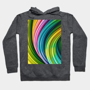 Green, Blue, Pink and Orange Colorful Abstract Art Strands Hoodie